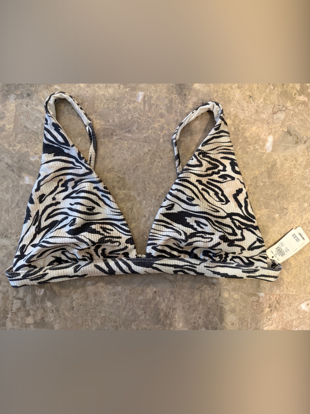 Aerie brand Zebra-Print Triangle Bikini Top